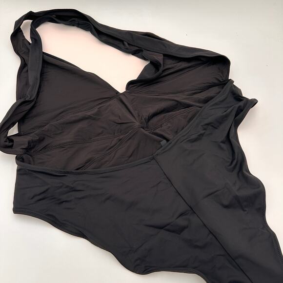 Skims Black Recycled Swim Cut Out Plunge Monokini Swimsuit Size 4X NWT - Picture 5 of 6